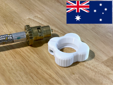 Types of gas fittings: an example of a bayonet fitting, taken from eBay Australia.