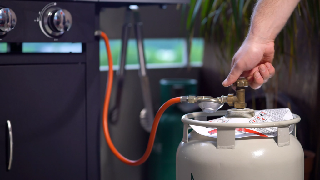 Gas regulator adjustment: turn off gas.