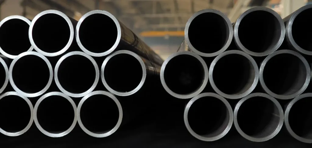A close-up of circular black steel pipe ends which now often preferred over galvanised pipe