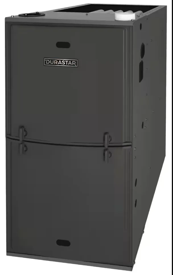 Single-stage gas furnace with vertical design and dual access panels for residential heating