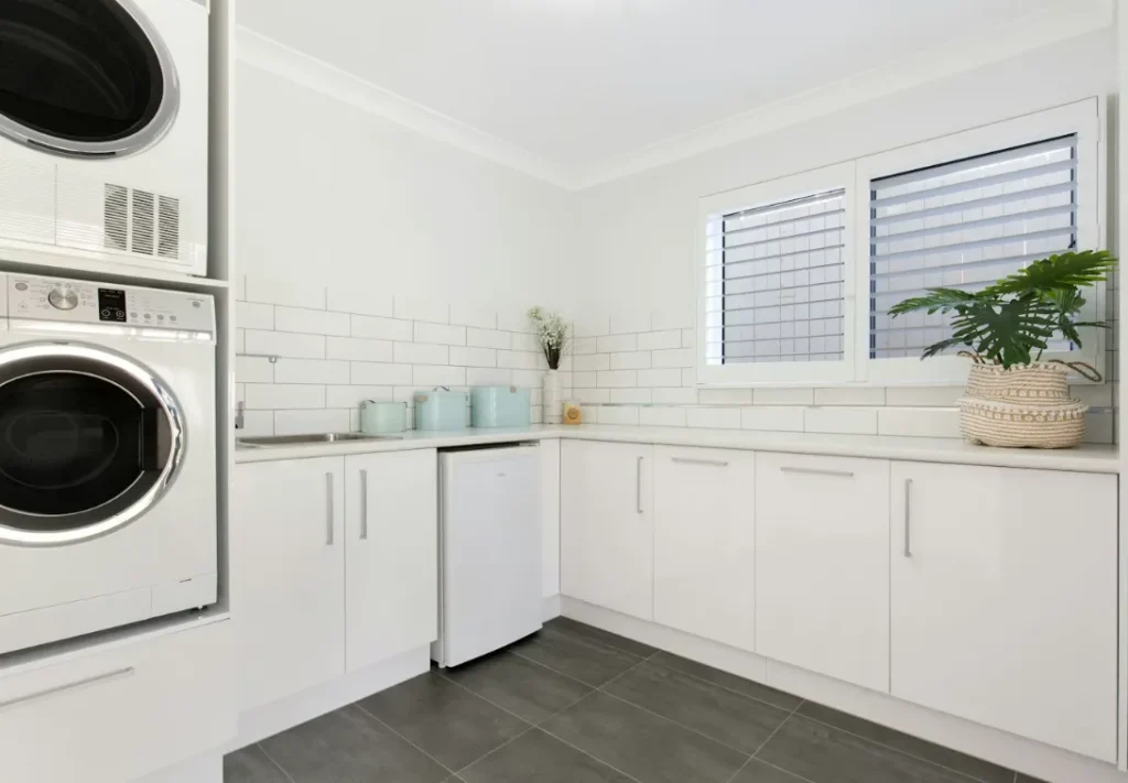 Make sure your laundry room has a gas supply point, a standard power outlet and good venting
