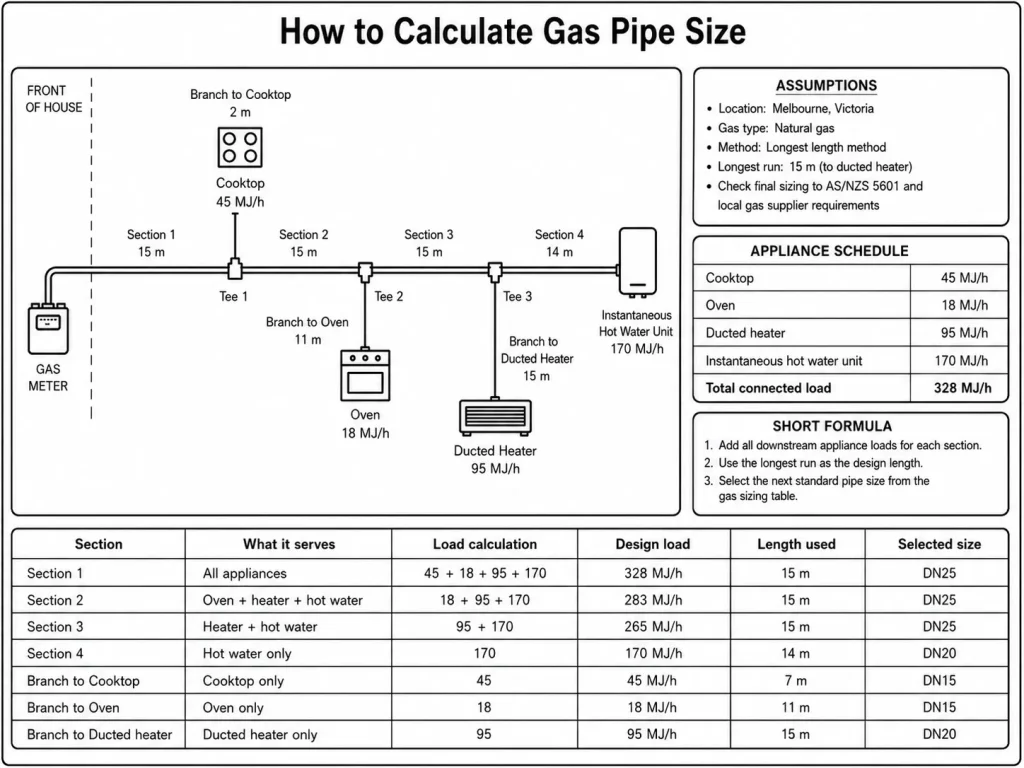 How to calculate gas pipe size illustration