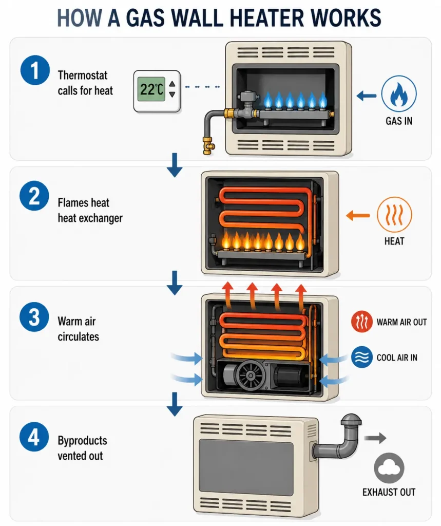 How a gas wall heater works